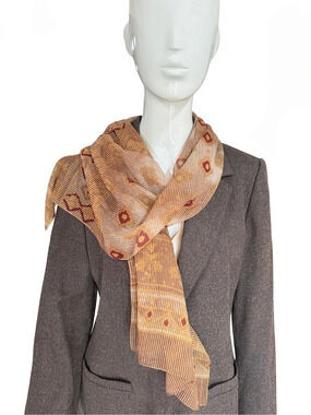 Geometric Scarf in Brown & Orange Like New